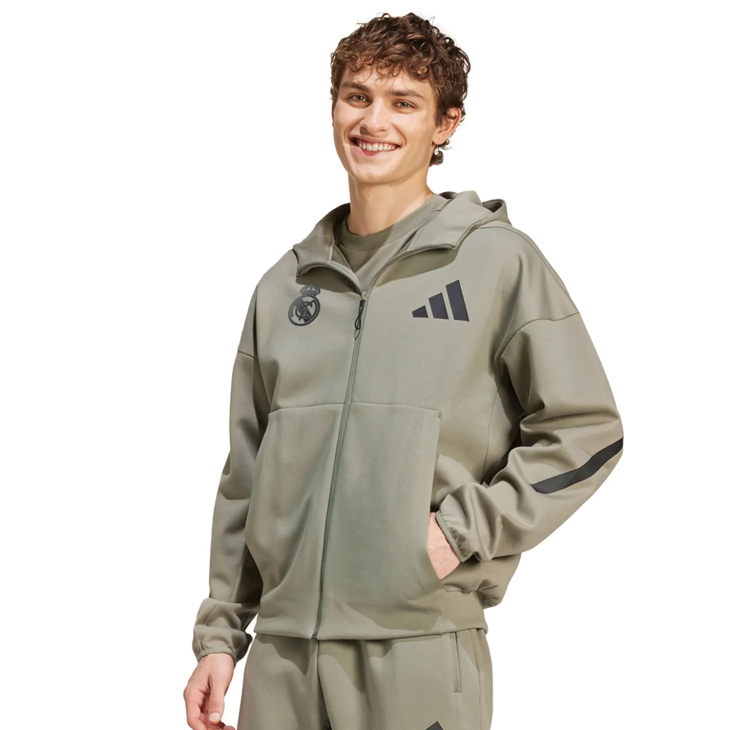 Adidas España, S.A.U Jackets | Sweatshirts^Mens adidas Real Urban Full Zip Hoodie Kakhi