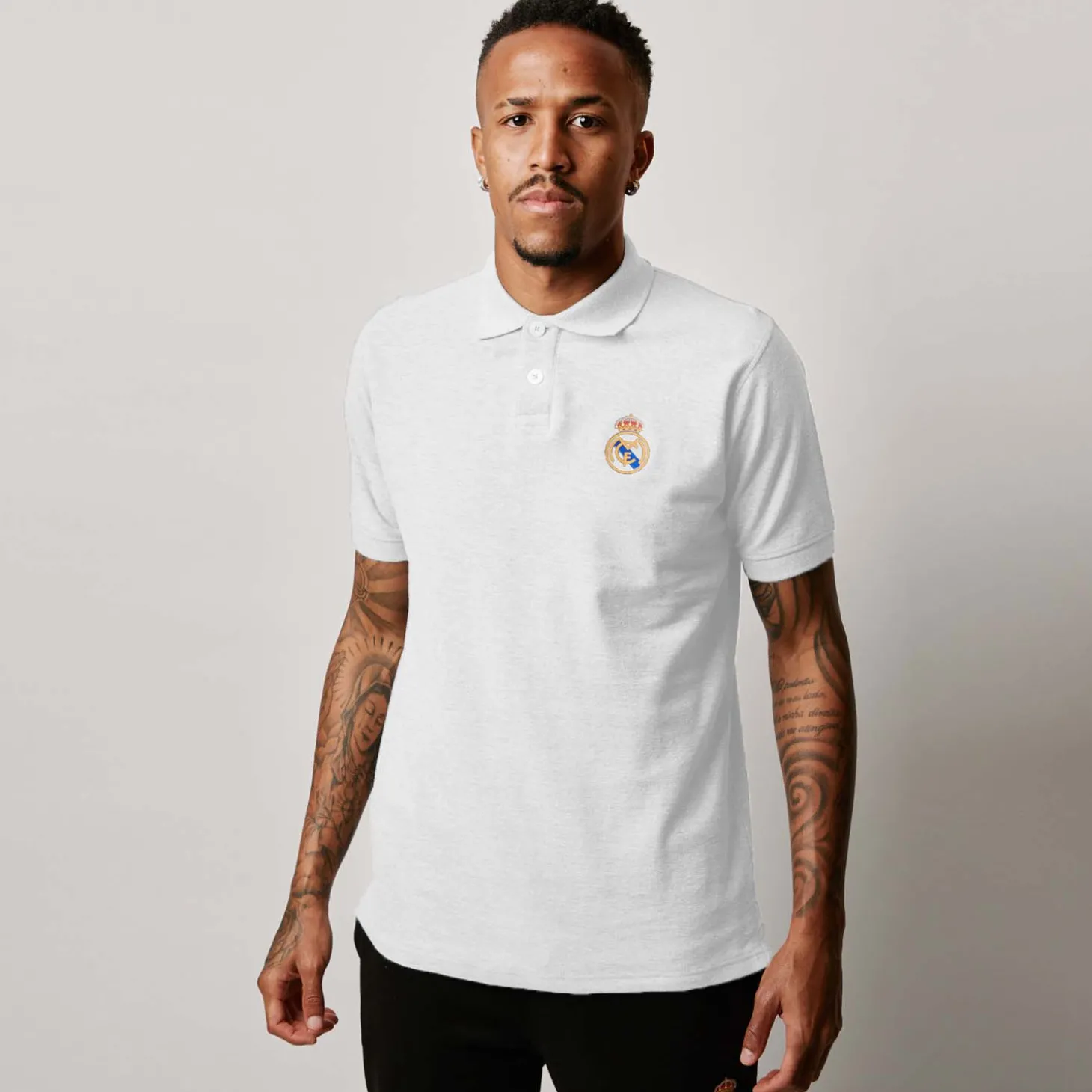 T&F Polos^Mens Essentials Color Crest Polo White