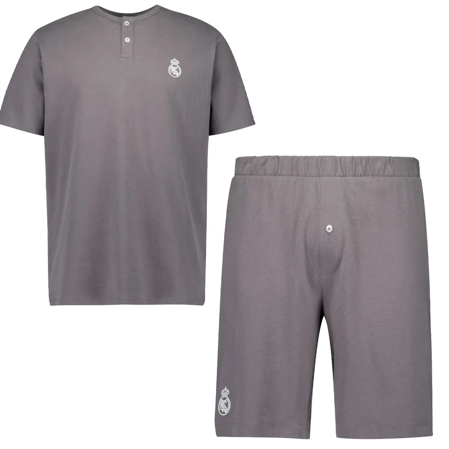 OSDM Nightwear^Mens Real Madrid White Dreams Pijama Set Henley Shorts Grey