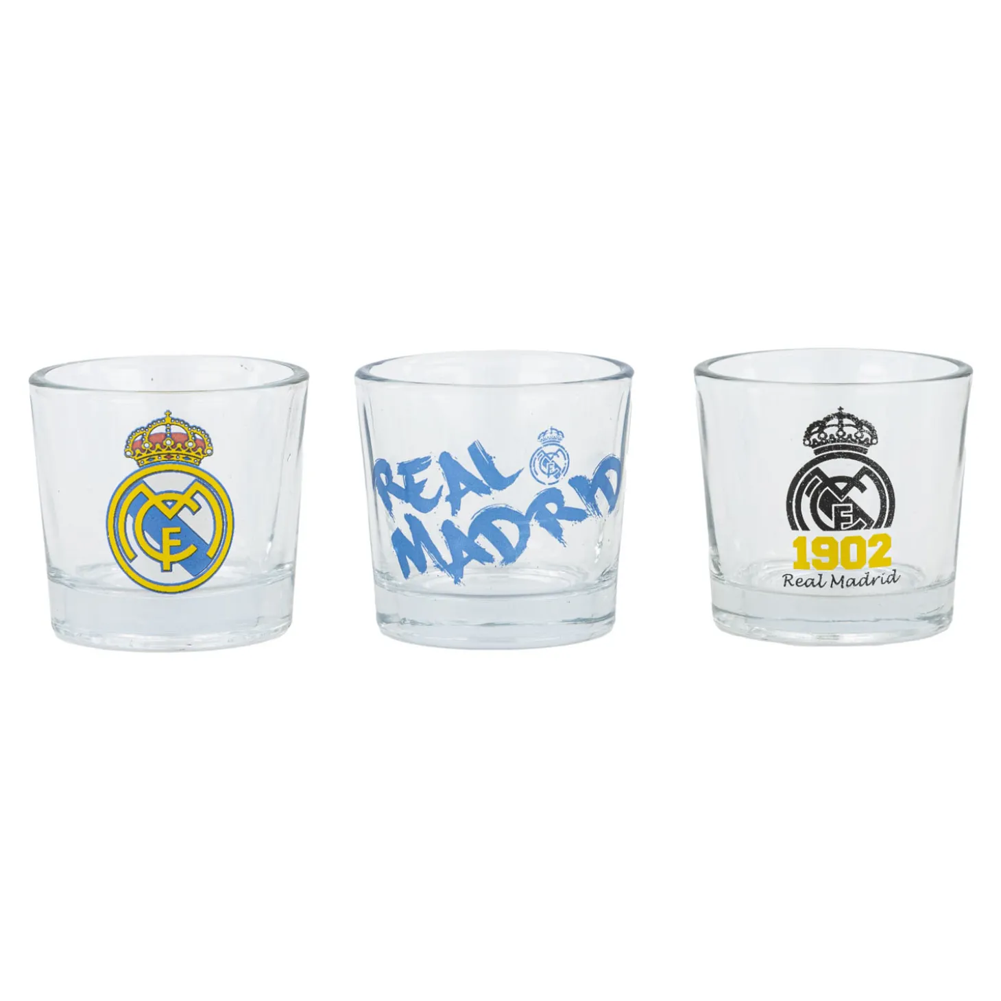 JLK Merchandising, S.L. Glassware & Cups^50ml Pack 3 Shot Glasses Real Madrid