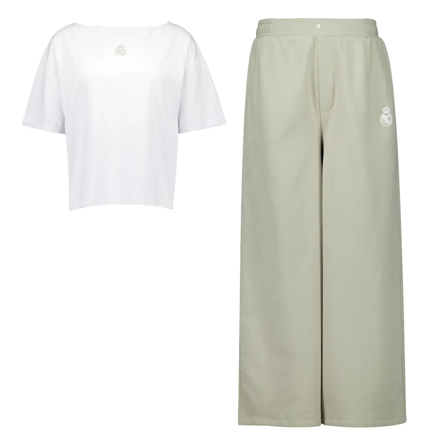 OSDM Nightwear^Womens Real Madrid White Dreams Pijama Set T- Shirt & Long Wide Pants Green